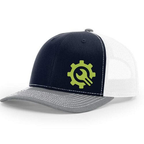 Navy, Gray, & White Richardson 112 Hat with Ernie's Bicycle Repair Logo
